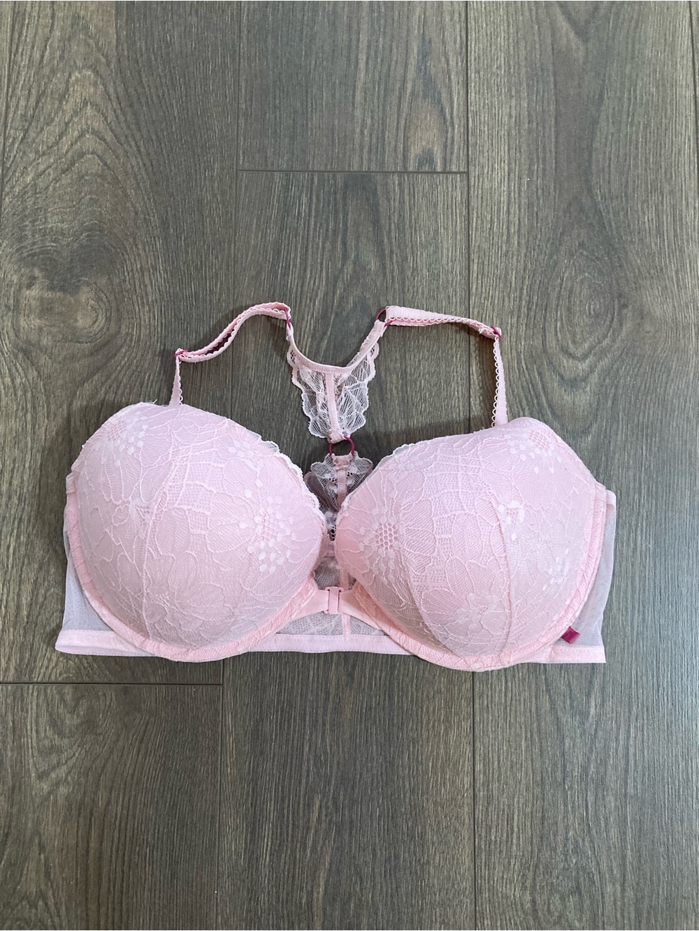 Victoria's Secret Push Up Front Close Light Pink Lace Size 40D